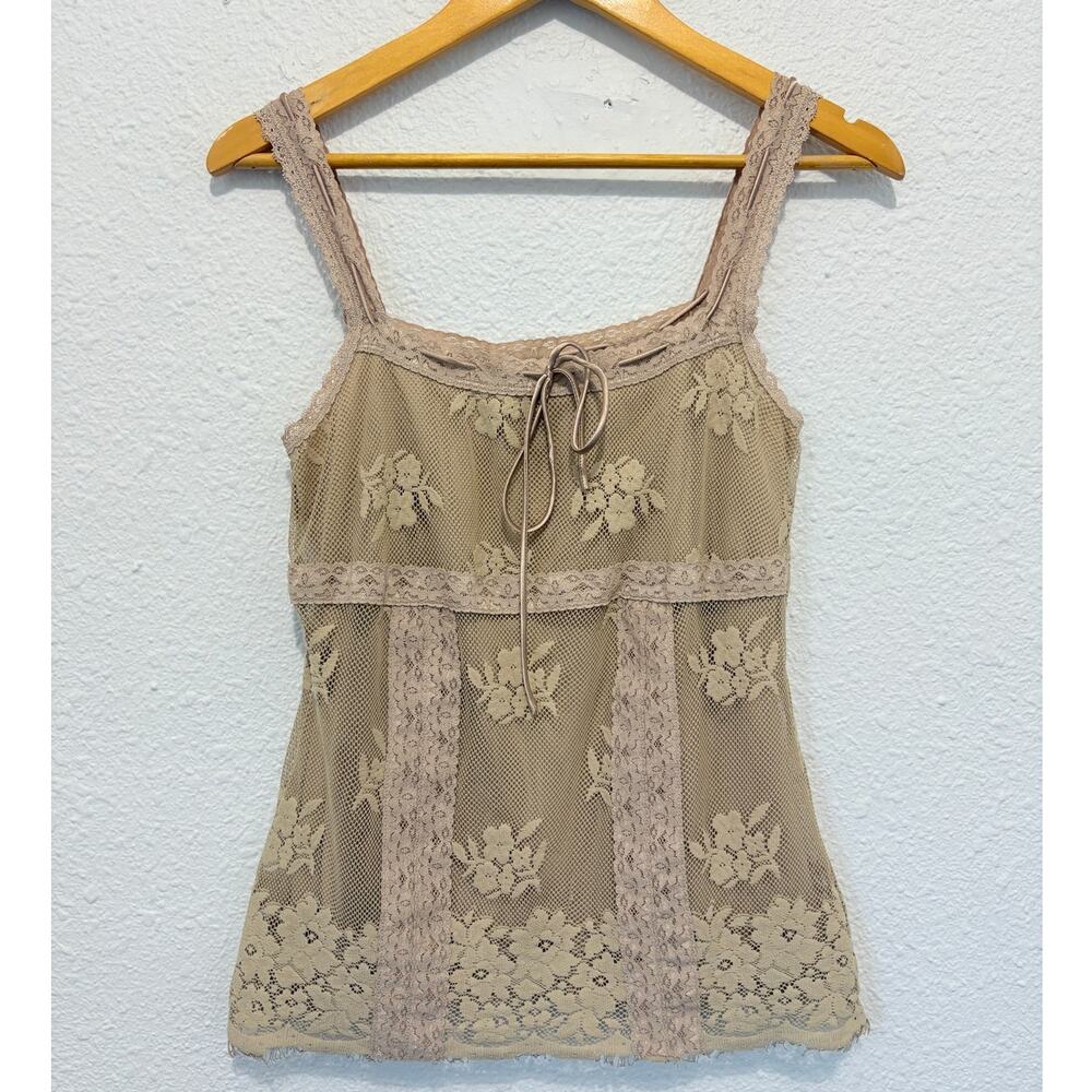 Vintage y2k lace tank top coquette fairy ballet feminine romantic dainty mesh